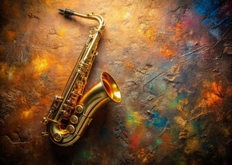 Aerial View of Isolated Tenor Saxophone with Artistic Background for Music Lovers and Instrument Enthusiasts