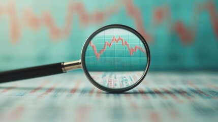 Magnifying Glass Closely Examining a Falling Interest Rate Chart Providing Detailed Analysis of Economic Trends and Insights for Informed Business and Investment Decision Making
