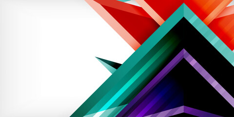 Arrows with 3d effect abstract background. Triangles on light grey backdrop