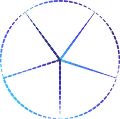 Geometric dashed line shape and icon element for tech, digital, cyber, web