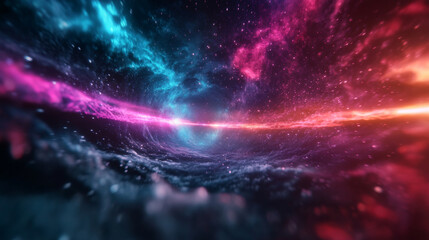 A futuristic illustration of the Aurora Borealis as a cosmic time-travel conduit, with glowing particles leading into the past and future.