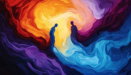 Abstract representation of connection and unity in vibrant colors.