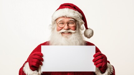 Santa claus holding blank sign, isolated on white 