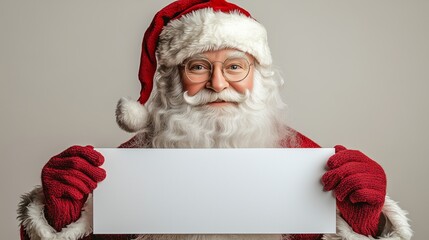 Naklejka premium Santa claus holding blank sign, isolated on white 