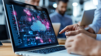 A consultant presenting an IT transformation strategy to a leadership team, explaining the benefits of cloud computing and automation.