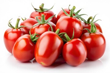 Red ripe Roma tomato or plum tomato isolated on white background