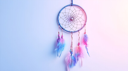 Watercolor dreamcatcher with soft pastels isolated on white background ready to bring joy to any space , cartoon drawing, water color style