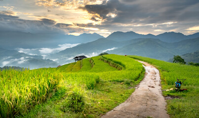 Obraz premium The beautiful scenery like heaven of Nam Hong village, Ha Giang province, Vietnam. Feeling peaceful, relaxed and full of life.