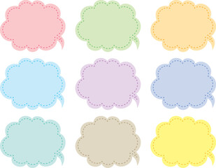 縫い目のある雲型のかわいい吹き出し（カラーバリエーション）