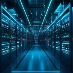 A massive AI-powered data center running a futuristic society,Generative AI