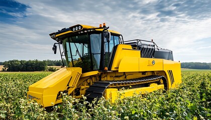 Obraz premium Yellow Harvester in a Field