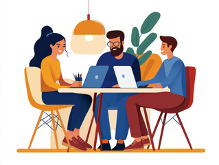 A brainstorming session on digital innovation, with team members collaborating on tech-driven solutions in a creative workspace.