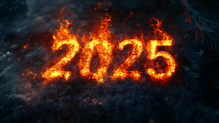 Celebrating the arrival of the New Year 2025 with fiery excitement and vibrant energy