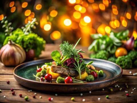 Bokeh Effect on a Delicious Cappone Dish for Food Lovers