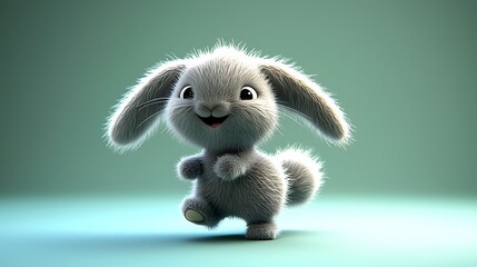Fototapeta premium Cute Cartoon Bunny Rabbit Character D Render