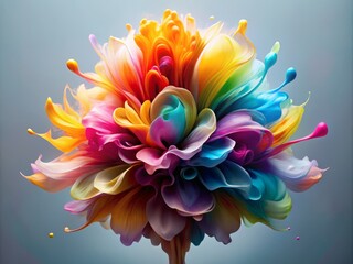 Obraz premium Bright Paint Splashes Transforming into a Flower on Minimalistic Background
