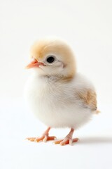Obraz premium A baby pigeon, isolate on white background, with soft feathers and a cute expression.