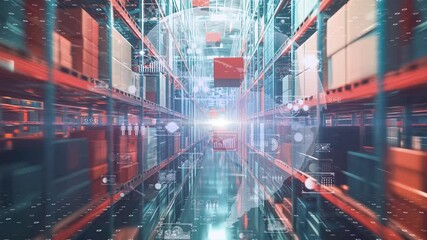 High-tech city infrastructure with data blocks and holographic displays - Powered by Adobe