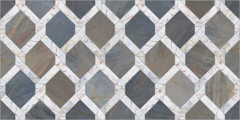 Fototapeta premium illustration Marble seamless Wall and Floor Tiles with a modern abstract decorative mosaic pattern.