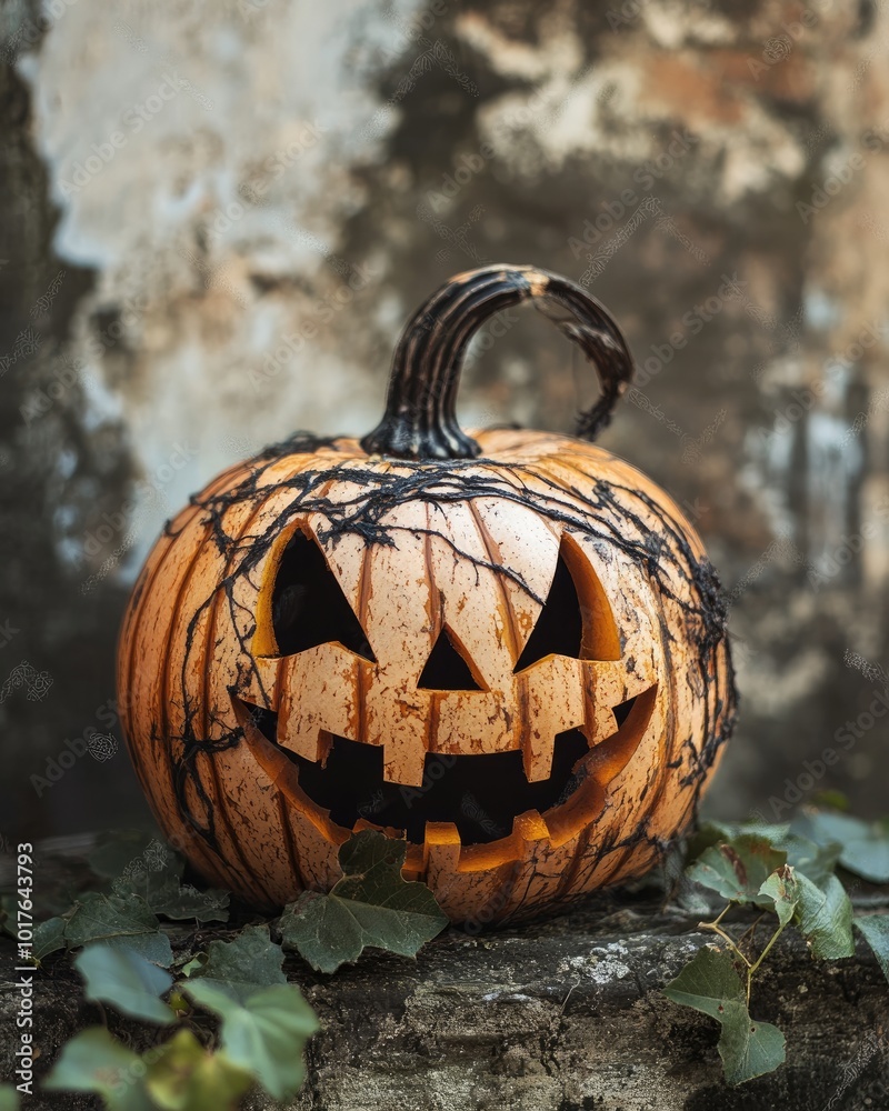 Sticker Halloween Pumpkin Decoration Stock Photo