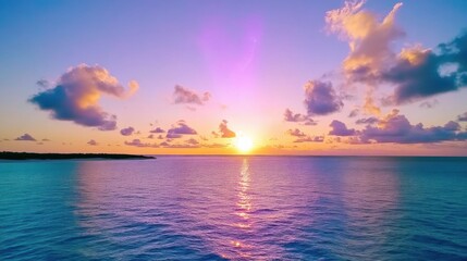 Serene Sunset Over Calm Ocean Waters