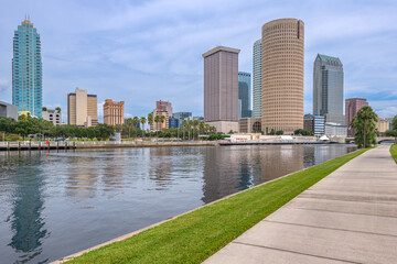 High rise buildings and a waterway Tampa Florida.