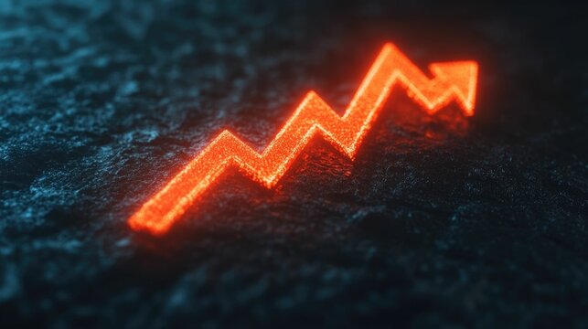 Downward fading red interest rate symbol against a dark background illustrating the concept of economic decline and financial recession  Deep depth of field adds to the dramatic effect - Powered by Adobe