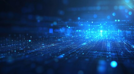 Abstract blue tech background: High-tech blue abstract background featuring futuristic grid lines and light accents for a tech-focused theme.