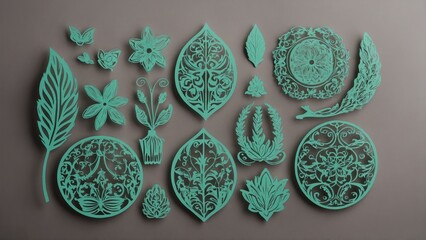 collection of green leaves in a round shape on a black background