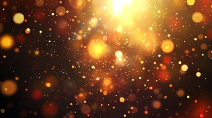 Fototapeta premium Abstract bokeh background with warm, golden lights and glowing particles.