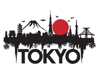 Fototapeta premium Vector illustration of cityscape of Tokyo, Japan