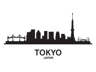 Obraz premium Tokyo Skyline Silhouette Black and White Cityscape Illustrations
