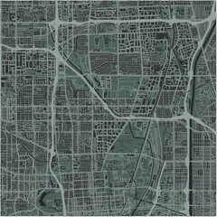 Map of Carson in California in a smooth dark style. Contains layered vector with roads water, parks, etc.