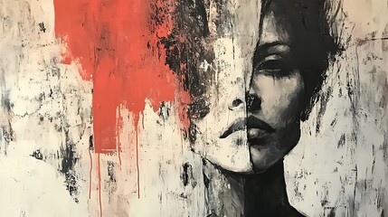 Abstract Portrait with Red Splash.