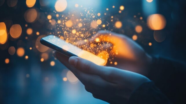 Business using mobile phone for AI-driven solutions, focusing on how businesses leverage AI-powered mobile apps to optimize processes and decision-making.