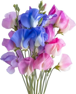 Sweet pea Plant illustration -  Lathyrus odoratus Flower isolated 