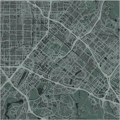 Obraz premium Map of Irvine in California in a smooth dark style. Contains layered vector with roads water, parks, etc.