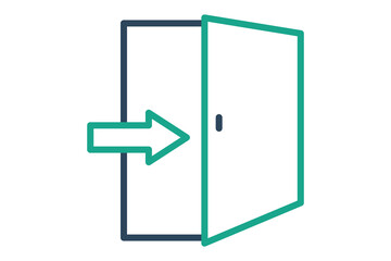 Entrance icon. line icon style. open door with arrow. hotel elements vector illustration