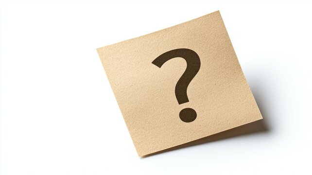 recommend clip art: A blank sticky note with a question mark placed on a clean white surface, inviting curiosity and reflection in a minimalistic setting
