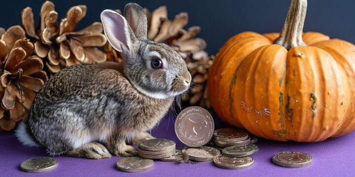  bunny and pumpkins, highlighting a playful and adorable take on the holiday