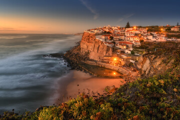 Azenhas do Mar, small town on the Portuguese coast at sunset