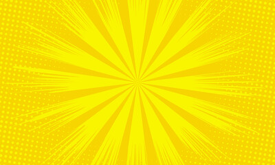 Yellow comic burst background with dot halftone