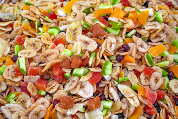 Mix background dried fruit and nuts at the market