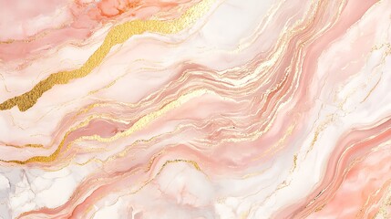 Abstract Swirls of Gold and Pink