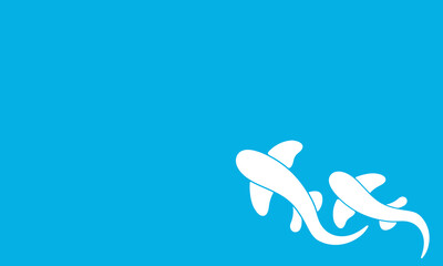 Ocean background, top aerial view vector illustration. Water waves surface pattern with sharks. copy space at the centre. Sea summer travel design.