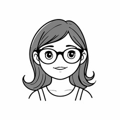 cute girl doodle avatar illustration  