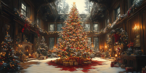 Fototapeta premium christmas tree at night