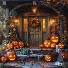 Obraz premium halloween pumpkin on a table