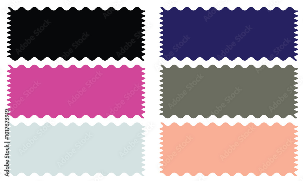 Poster color rectangle frames with wiggly borders. torn paper, jagged rectangular shape box element set wit