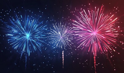 vector art Burst of Colorful Fireworks Illuminating the Night Sky with Copy Space.